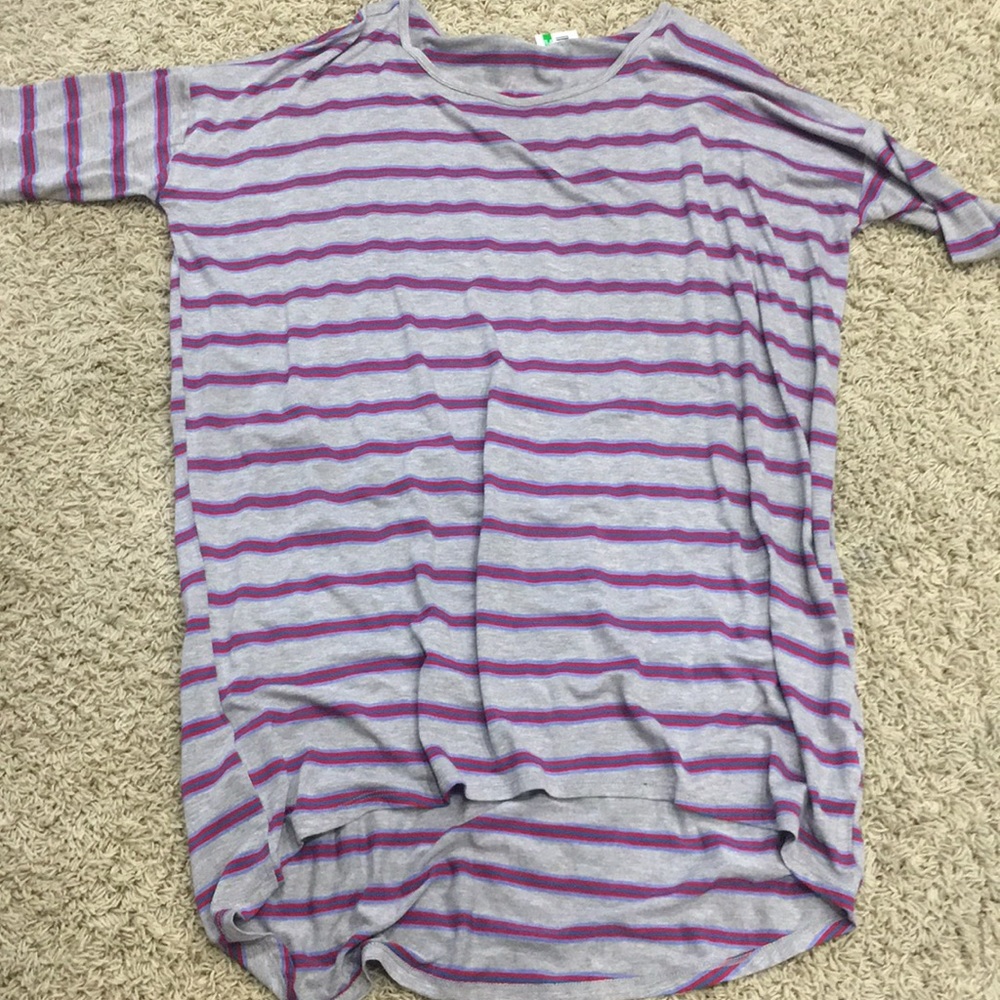LULAROE Gray & Purple stripe Irma size Medium